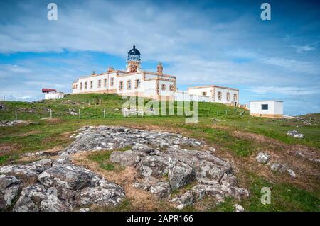 Neist Point Lighthouse sur la pointe ouest de l'île de Skye en Ecosse, Royaume-Uni Banque D'Images