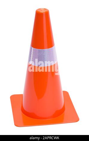Cône De Trafic Orange Isolé Sur Fond Blanc. Banque D'Images