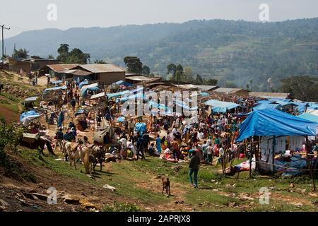 Marché local de Bonga, dans la région de Kaffa, Ethiopie Banque D'Images