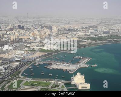 Vue aérienne paysage près de Doha, Qatar, Moyen-Orient Banque D'Images