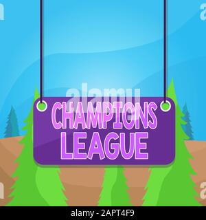 Texte écrit Champions League. Photo d'affaires présentant la compétition de football de YEarly de chaque pays en Europe fond couleur du Conseil planche Banque D'Images