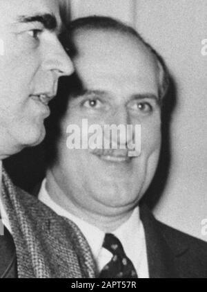 La conférence de Chypre entre la Grèce et la Turquie à Zurich par le Premier ministre Karamanlis (grec) Zorlu Ministre des affaires étrangères (...) (Turquie); Banque D'Images