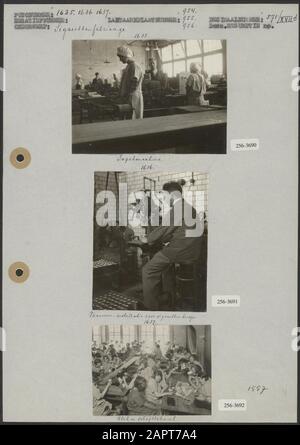 Fabrication de cigarettes photo 1: Machine à emballer (8 x 11 cm; inconnue) photo 2: Installation sous vide pour fourgonnettes à cigarettes (8 x 10 cm; inconnue) photo 3: TCAN dans le chaftlokaal (6,5x8,5 cm; inconnue) Date: Non daté mots clés: Machines à emballer, chafttrooms, cigarettes, industrie du tabac Banque D'Images