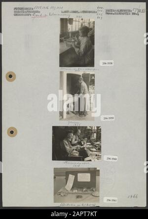 Or et Silversmith photo 1: Soudure de petits objets (7 x 5 cm; inconnu) photo 2: Four à incandescence (7 x 5 cm; inconnu) photo 3: Industrie de la maison (5 x 7 cm; inconnu) photo 4: Attributs de la société (5 x 6,5 cm; inconnu) Date: Non daté mots clés: Gemsmitths, or, artisanat domestique, fours, argent Banque D'Images