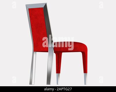 Chaise rouge sur un arrière-plan blanc Banque D'Images