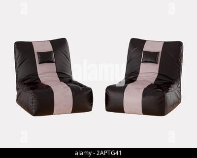 Fauteuil en cuir doux à deux couleurs sur fond blanc Banque D'Images
