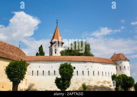 Mur extérieur, Église fortifiée de Prejmer, 1212, site du patrimoine mondial de l'UNESCO ; Prejmer, comté de Brasov, Roumanie Banque D'Images