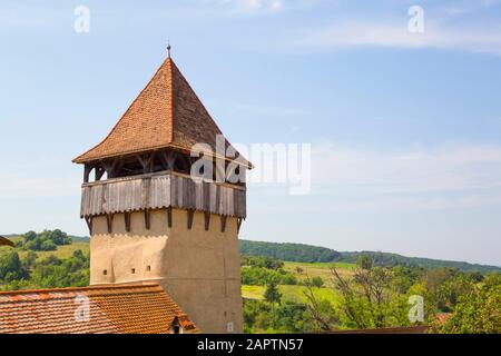 Tour, Eglise Forte Alma Vii, Xive Siècle, Alma Vii, Comté De Sibiu, Roumanie Banque D'Images