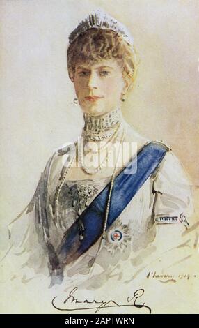 Portrait de demi-teinte de Marie de Teck (Victoria Mary Augusta Louise Olga Pauline Claudine Agnes; 1867 – 1953) Reine consort du Royaume-Uni et des dominions britanniques et impératrice consort de l'Inde comme épouse du roi George V. Banque D'Images