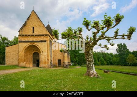 France, Dordogne, Carsac-Aillac, Saint-Caprais, Église Romane De 12°C. Banque D'Images