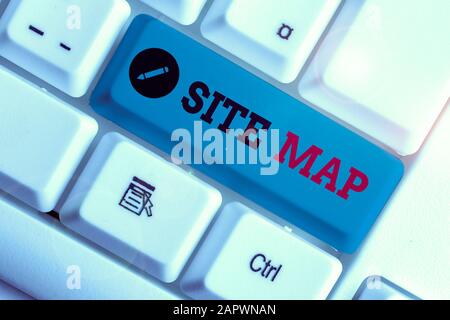 La main conceptuel montrant Plan du site. Sens Concept conçu pour aider à la fois les utilisateurs et les moteurs de recherche naviguer sur le site Banque D'Images