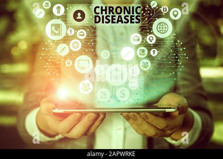 Texte de l'écriture des maladies chroniques. Photo conceptuelle une maladie ou condition qui dure plus de temps Banque D'Images