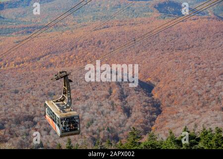 Aomori, OCT 24: Couleur de chute aérienne des montagnes Hakkoda avec route Hakkoda sur OCT 24, 2019 à Aomori, Japon Banque D'Images