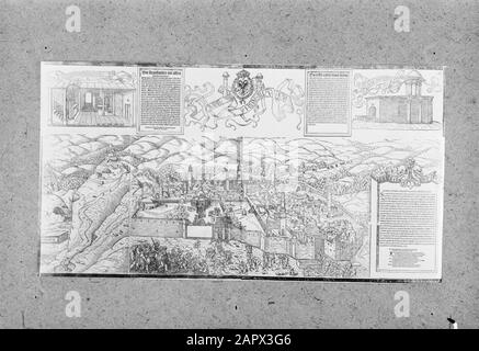 Jerusalem in art Imprimer représentant la ville de Jérusalem avec au premier plan l'entrée de Jésus et de ses disciples sur les Palmpases Date: 1953-00-00 lieu: Israël, Jérusalem, Jordanie mots clés: Dessins Nom personnel: Jésus Christ Banque D'Images