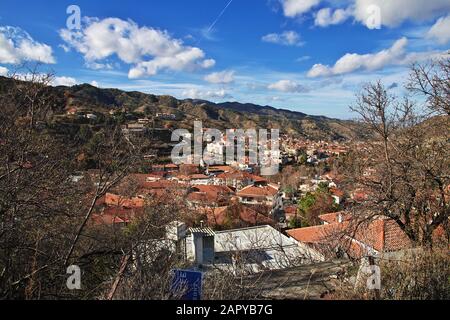 Kakopetria/Chypre - 06 janvier 2016 : village de Kakopetria dans les montagnes de Chypre Banque D'Images