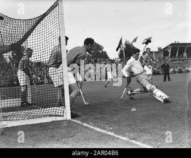 Hockey Pays-Bas Inde. 3ème but Date: 21 août 1948 mots clés: Buts, hockey Banque D'Images