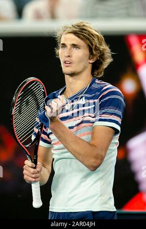 Melbourne, Australie. 25 janvier 2020. Tennis : Grand Chelem, Open D'Australie. Hommes, célibataires, 3ème tour, Verdasco (Espagne) - Zverev (Allemagne). Alexander Zverev santé. Crédit: Frank Molter/Dpa/Alay Live News Banque D'Images