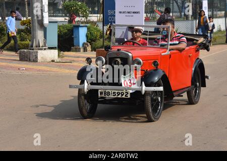 1934 Austin voiture avec moteur 7 ch et 4 cylindres. Inde WBB 5992. Banque D'Images