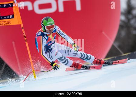 Andreas Sander de l'Allemagne à l'Alpin de ski: 80. Course Hahnenkamm 2020 - Audi FIS Alpine ski World Cup - descente des hommes sur le Streif le 25 janvier 2020 à Kitzbuehel, AUTRICHE. Crédit: Agence Photographique Sportive Européenne/Alay Live News Banque D'Images