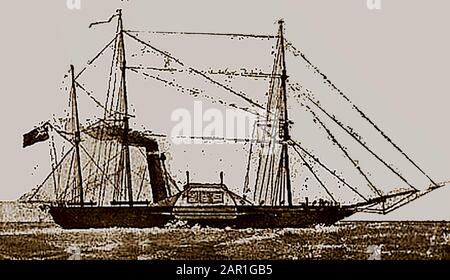 L'ÉPAVE DU BATEAU-MOTEUR HMS BIRKENHEAD - un croquis du navire a naufragé LE 26 février 1852, tout en transportant des troupes à la baie d'Algoa à danger point 140 kilomètres du Cap dans la colonie du Cap. Le capitaine est crédité de donner la priorité à « femmes et enfants d'abord » sur les navires en naufrage. Les soldats ont dutilement attiré l'attention, permettant aux femmes et aux enfants de monter à bord des bateaux avant que le navire ne coure. Banque D'Images