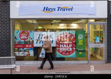 Hays Billet high street en direction de plus d'après l'effondrement de l'entreprise succursales voyages Thomas Cook. High Street, Southend on Sea, Essex, UK Banque D'Images