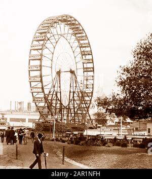 Ferris Wheel et restaurant suédois à la foire mondiale de Saint Louise en 1904 Banque D'Images