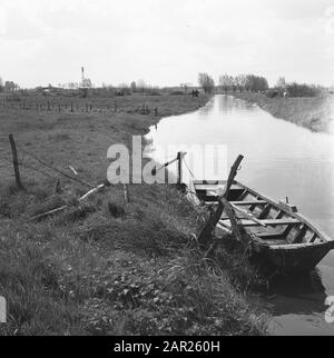 Subdivision Essche salle. Ferme du hrs Van Berkel Date: Mai 1963 mots clés: Fermes, plongeurs et jardinage, fossés de creusement et d'amortissement, canaux, égouts de ponte, normalisation des ruisseaux, terre Banque D'Images