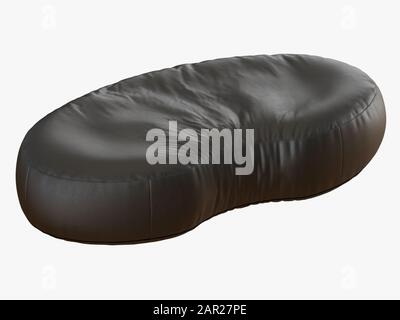 Grand pouf noir en cuir avec rendu 3 dimensions aux extrémités arrondies Banque D'Images