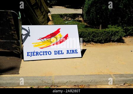 Ejército del aire signe, pour l'armée de l'air espagnole, à la célébration de la Journée des forces armées à Séville, Espagne, le 1er juin 2019 Banque D'Images