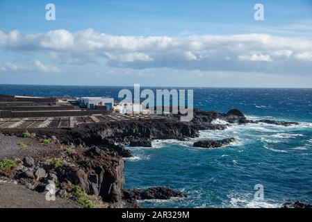 Salinas de Fuencaliente. Saljumelage à Fuencaliente à la Palma, île des Canaries, Espagne Banque D'Images