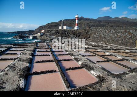 Salinas de Fuencaliente. Saljumelage à Fuencaliente à la Palma, île des Canaries, Espagne Banque D'Images