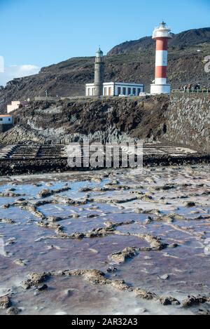 Salinas de Fuencaliente. Saljumelage à Fuencaliente à la Palma, île des Canaries, Espagne Banque D'Images