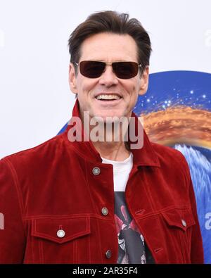 25 janvier 2020, Hollywood, CA, États-Unis: Jim Carrey assiste à l'événement de la Journée de la famille 'Sonic The Hedgehog' au Paramount Theatre. (Image De Crédit : © Billy Bennight/Zuma Wire) Banque D'Images