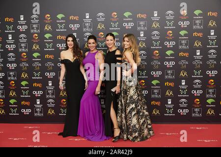 25 Janvier 2020, Malaga, Andalousie, Espagne: Elsa Anka, Lidia Torrent, Remedios Cervantes, Barbara Kimpel Assiste Au 34ème Goya Cinema Awards 2020 - Red Carpet Au Stade Jose Maria Martin Carpena Le 26 Janvier 2020 À Malaga, Espagne (Credit Image: © Jack Abuin/Zuma Wire) Banque D'Images