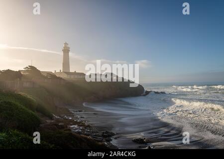 Matin Au Phare De Pigeon Point Banque D'Images