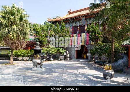 L'entrée, Monastère po Lin Hong Kong - un monastère bouddhiste sur l'île de Lantau, Hong Kong Asie, exemple de la culture de Hong Kong Banque D'Images