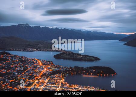 Vue emblématique de Queenstown, Nouvelle-Zélande Banque D'Images