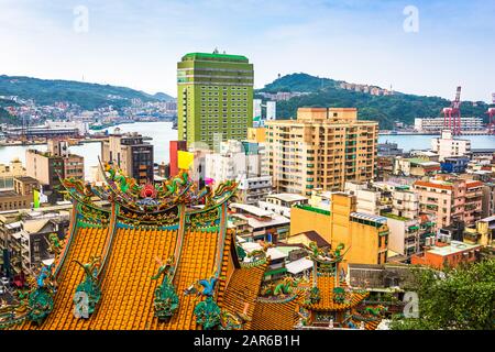 Keelung, paysage urbain du centre-ville de Taiwan dans l'après-midi. Banque D'Images