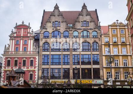 Maisons de logement sur la vieille ville de Wroclaw dans la région de Silésie en Pologne Banque D'Images