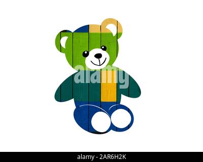 Un ours pour enfants de texture rustique en bois Banque D'Images