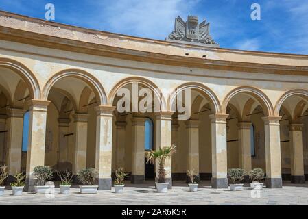 Piazza Mercato del Pesce - place du marché aux poissons à Trapani ville sur la côte ouest de la Sicile en Italie Banque D'Images