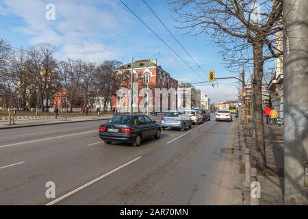 Sofia, Bulgarie - 26 janvier 2020: Vue générale de la rue de Vasil Levski blv. À Sofia, Bulgarie - 26 janvier 2020 Banque D'Images