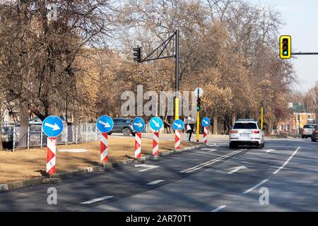 Sofia, Bulgarie - 26 janvier 2020: Vue générale sur la rue d'Evlogii Georgiev blv. À Sofia, Bulgarie - 26 janvier 2020 Banque D'Images