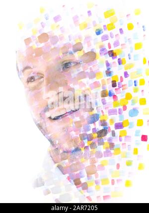 Paintography. La peinture abstraite, combiné avec un portrait Banque D'Images