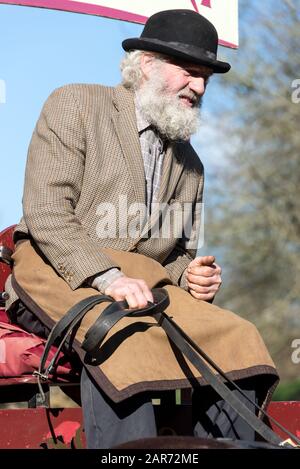 Drayman, Roger Hughes, qui livre la bière en utilisant Shire Horses et s'enivre dans les Crochets familiaux de la brasserie Norton fondée en 1849, dans le village de Ho Banque D'Images
