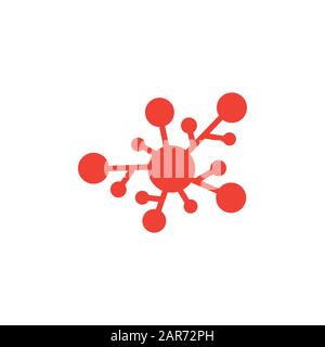 Icône Rouge De Liaison Chimique Sur Fond Blanc. Illustration Vectorielle De Style Plat Rouge. Banque D'Images