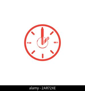 Icône Horloge Rouge Sur Fond Blanc. Illustration Vectorielle De Style Plat Rouge. Banque D'Images