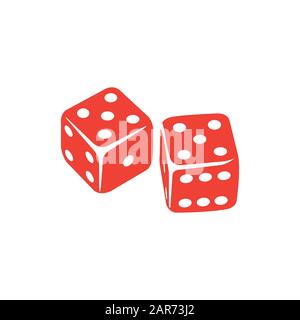 Icône Rouge Du Casino Dice Sur Fond Blanc. Illustration Vectorielle De Style Plat Rouge. Banque D'Images