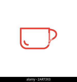 Icône Rouge Vider La Ligne De Tasse De Café Sur Fond Blanc. Illustration Vectorielle De Style Plat Rouge Banque D'Images