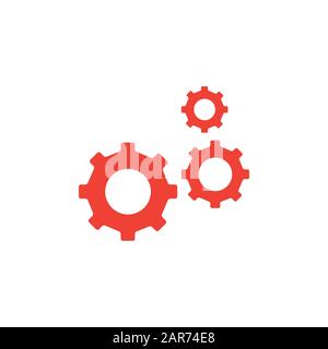 Icône Engrenage Rouge Sur Fond Blanc. Illustration Vectorielle De Style Plat Rouge. Banque D'Images